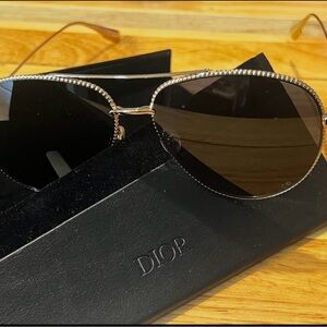 Dior Women's Sunglasses with Black and Gold Accents